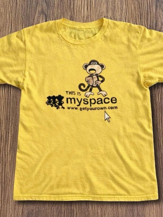 Myspace Yellow T-Shirt with Monkey Graphic